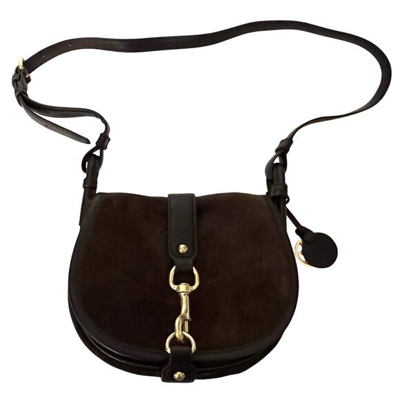 Michael Kors Jamie Equestrian Medium Saddle Bag Coffee Brown Leather Gold - Picture 1 of 13